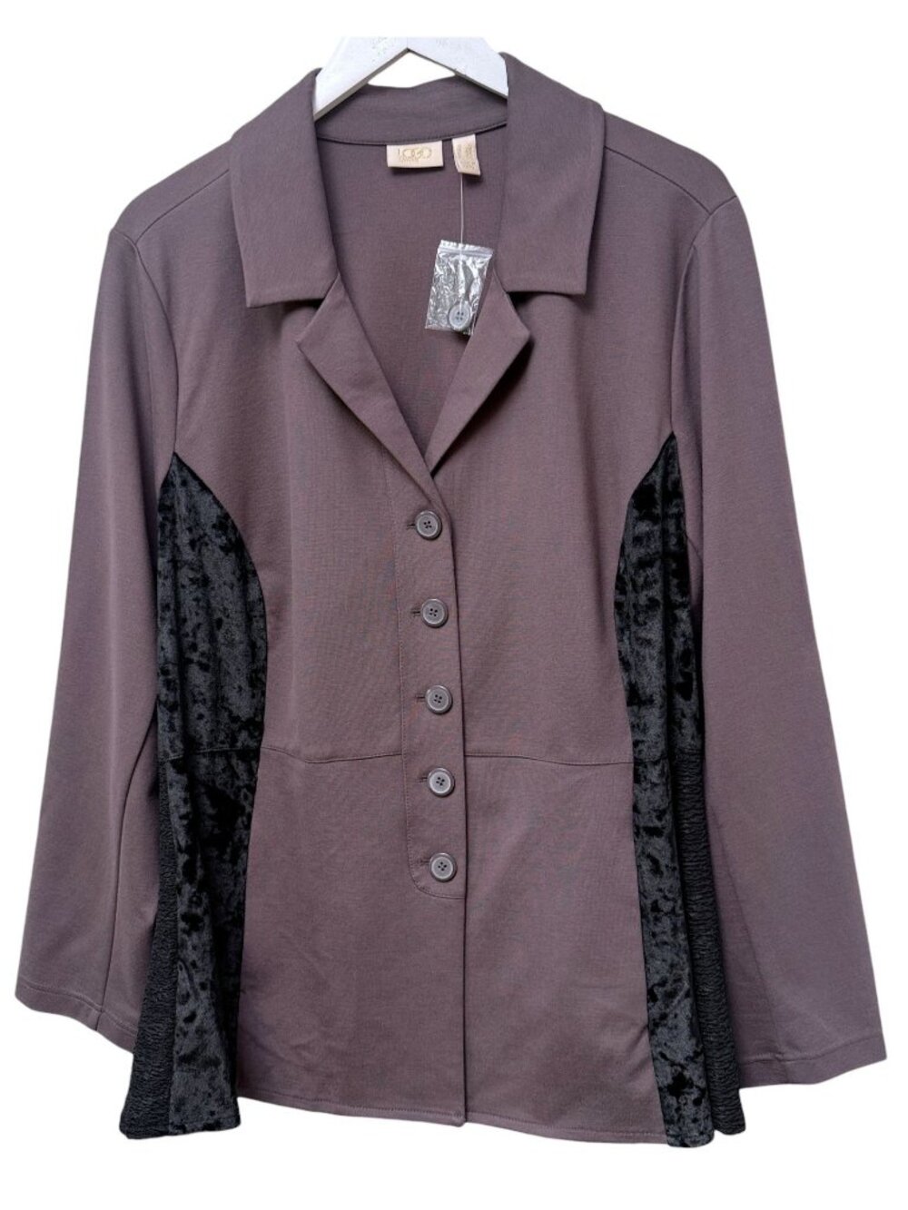 LOGO Lori Goldstein Purple and Velvet Blazer Plus Size 1X Womens Jacket NWOT